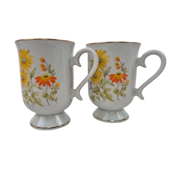 Royal Princess Fine Porcelain Mugs Floral Butterfly Design Gold Trim Japan 2 mug - Picture 3 of 9
